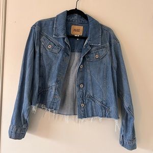 PAIGE denim cropped distressed jacket
